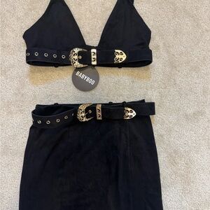 Black Set with Gold  Belt Detail